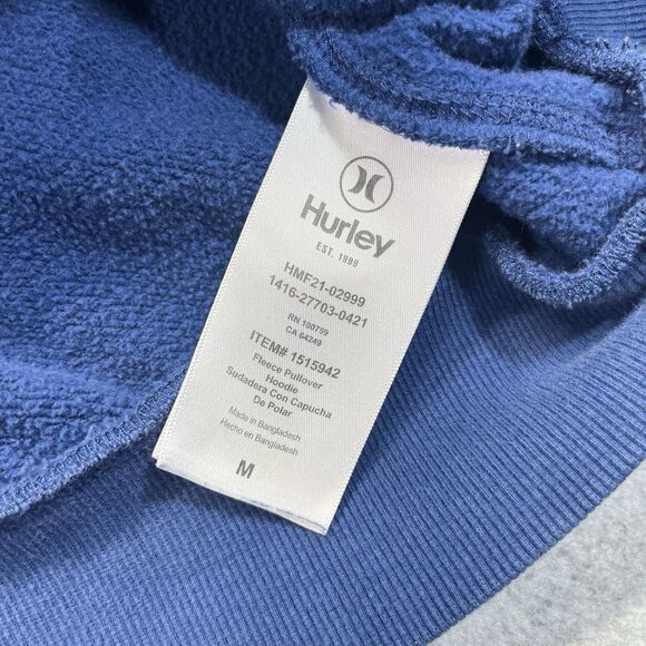 Hurley Hoodie Men’s Medium Blue Graphic Pullover Sweatshirt Drop Tag HMF21-02999 - Picture 7 of 12